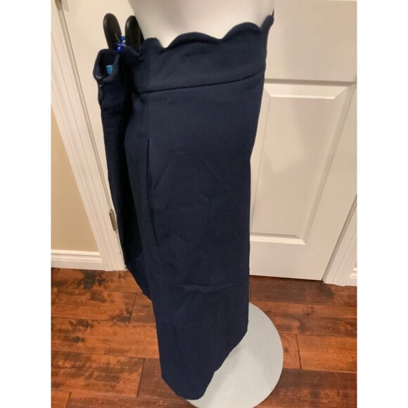J. McLaughlin Navy Blue A-Line Skirt W/ Scalloped Waist, Size 10 - Picture 3 of 7